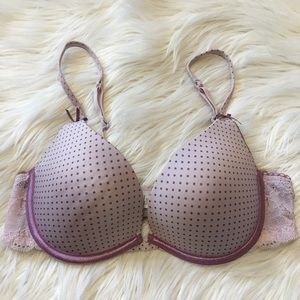 Marie Meili T Shirt Plunge Bra Polka Dot Purple